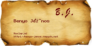 Benyo János névjegykártya